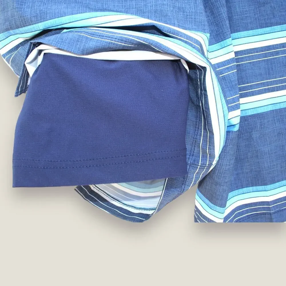 Men's Speedo Blue Striped Active Stretch Swim Shorts Sz: XL